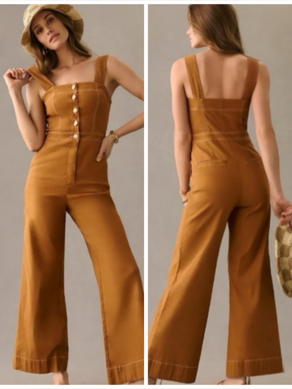 New Maeve Anthropologie Colette Brown Sienna Jumpsuit